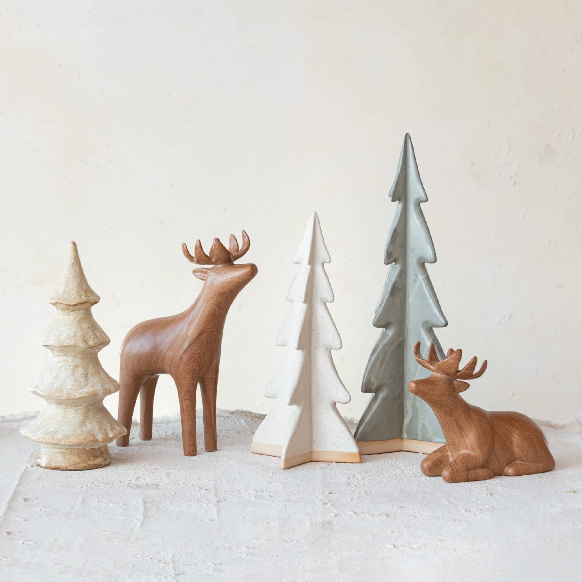 Hello Honey® 11" Cream Decorative Stoneware Tree with Reactive Glaze